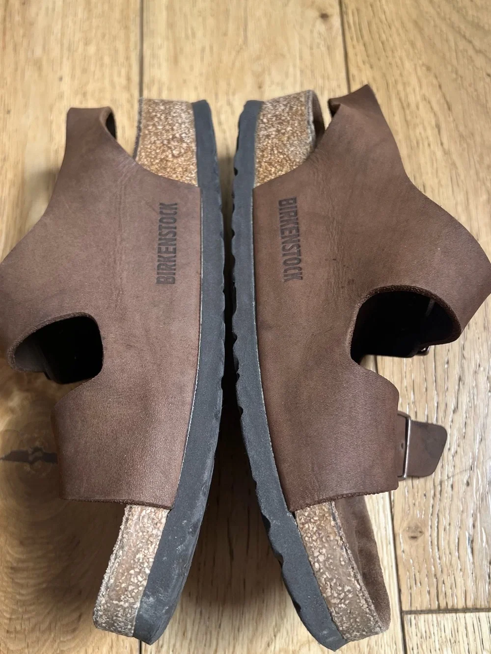 Birkenstock Brown Triple-Buckle Sandals ankle strap